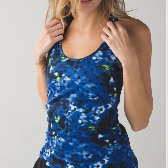 lululemon athletica Tops - LULULEMON- Cool Racerback Windy Blooms Saphire Blue Multi Workout Tank Training